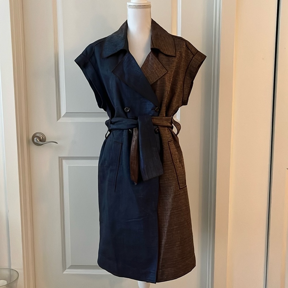 Escada Sport Belted Short Sleeve Jacket in Dual Colors - Navy & Brown